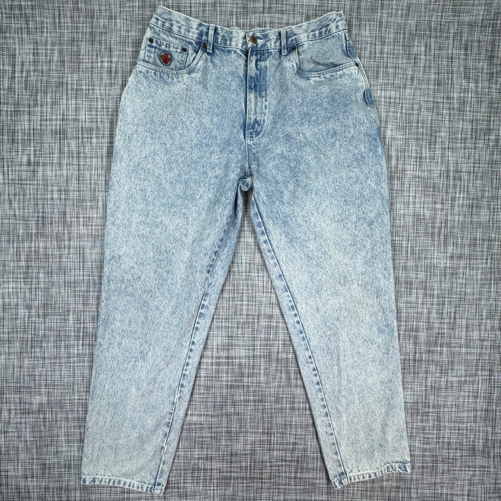 Bugle Boy Mens 36x32 Blue Acid Wash Jeans Cotton Denim Tapered Leg Five Pockets
